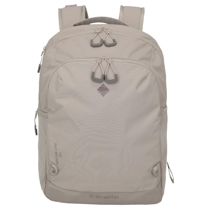 Rucsac Travelite Venture Line M, 15.6 inch, compartimente multiple, culoare nisip