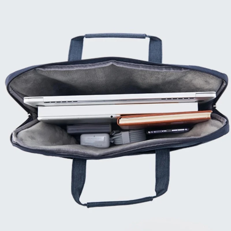 Geanta Laptop 13"-14" iUni, Curea de umar reglabila si detasabila, Impermeabila, Anti-zgarieturi, Anti-socuri, Bleumarin