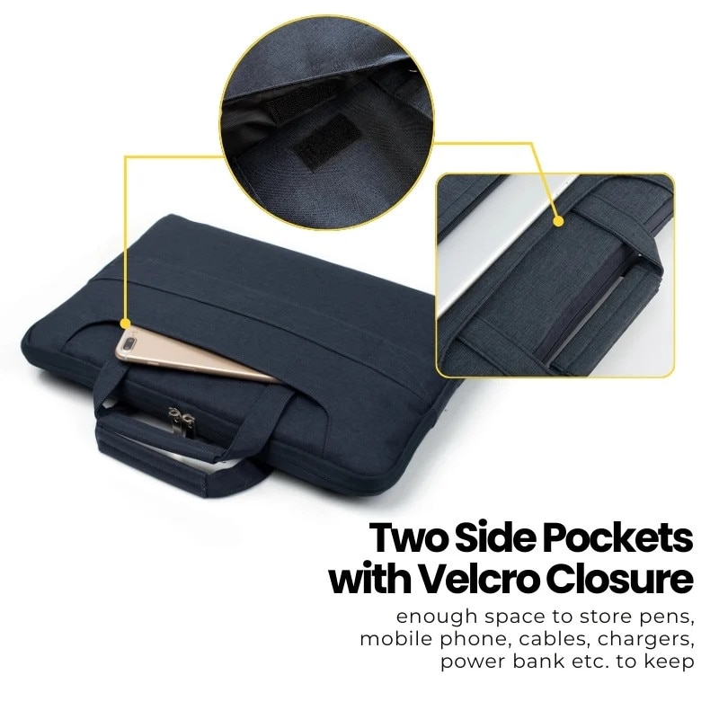 Geanta Laptop 13"-14" iUni, Curea de umar reglabila si detasabila, Impermeabila, Anti-zgarieturi, Anti-socuri, Bleumarin