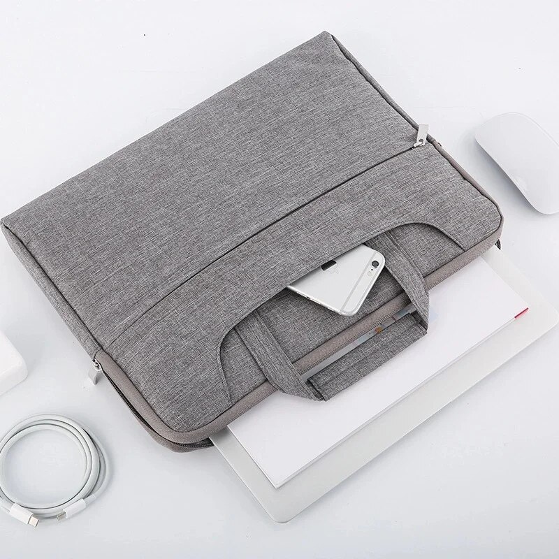 Geanta Laptop 13"-14" iUni, Curea de umar reglabila si detasabila, Impermeabila, Anti-zgarieturi, Anti-socuri, Gri