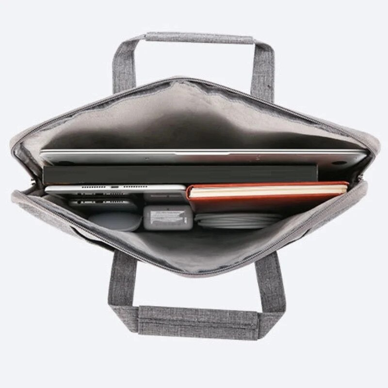 Geanta Laptop 13"-14" iUni, Curea de umar reglabila si detasabila, Impermeabila, Anti-zgarieturi, Anti-socuri, Gri