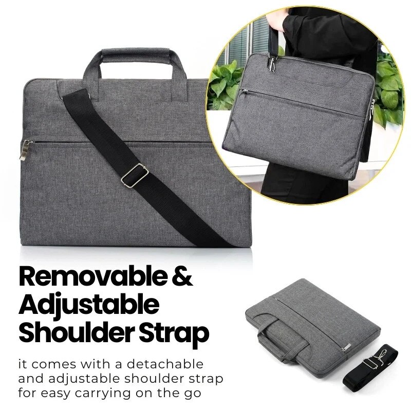 Geanta Laptop 13"-14" iUni, Curea de umar reglabila si detasabila, Impermeabila, Anti-zgarieturi, Anti-socuri, Gri