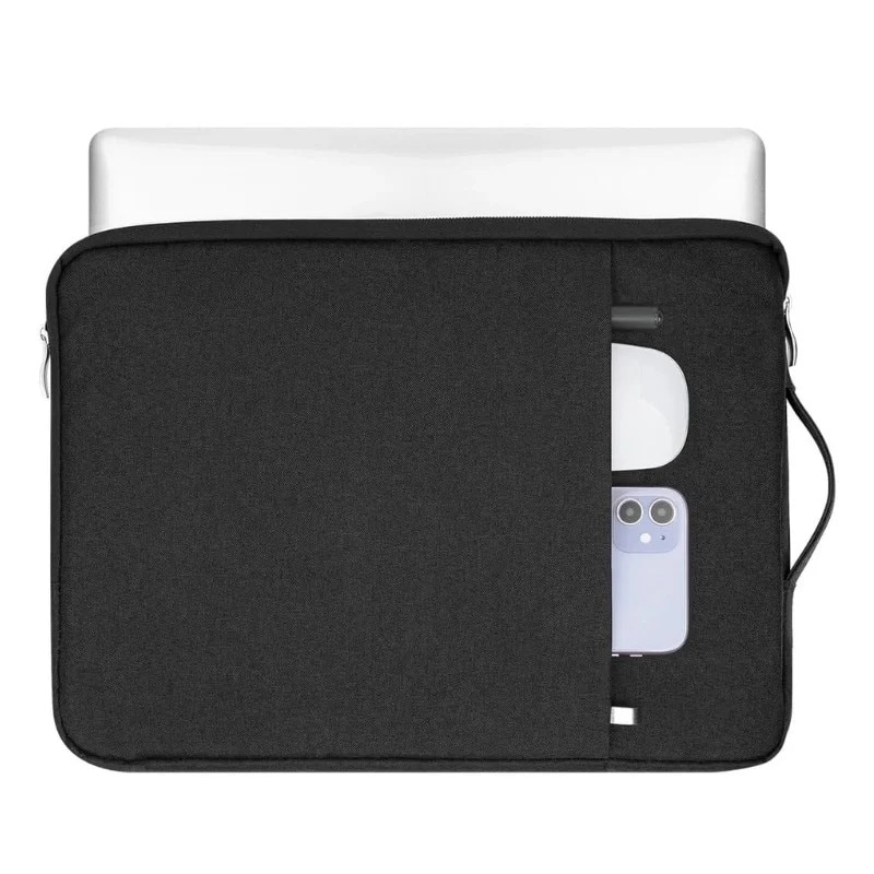 Geanta Laptop 13"-14" iUni, Material Textil Impermeabil, Anti-zgarieturi, Anti-socuri, Buzunar extern, Negru