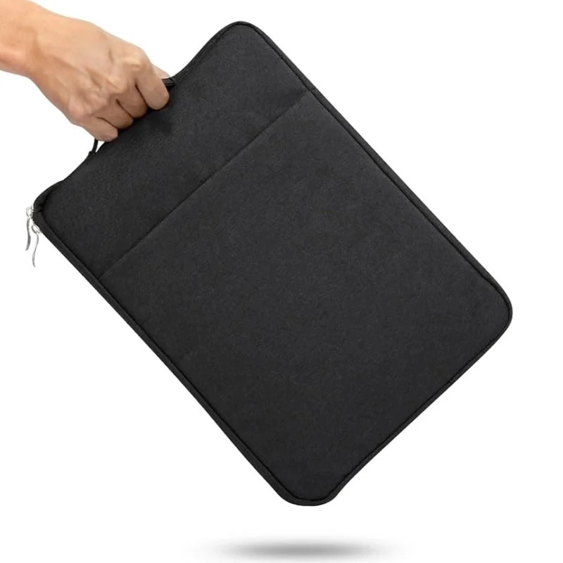 Geanta Laptop 13"-14" iUni, Material Textil Impermeabil, Anti-zgarieturi, Anti-socuri, Buzunar extern, Negru