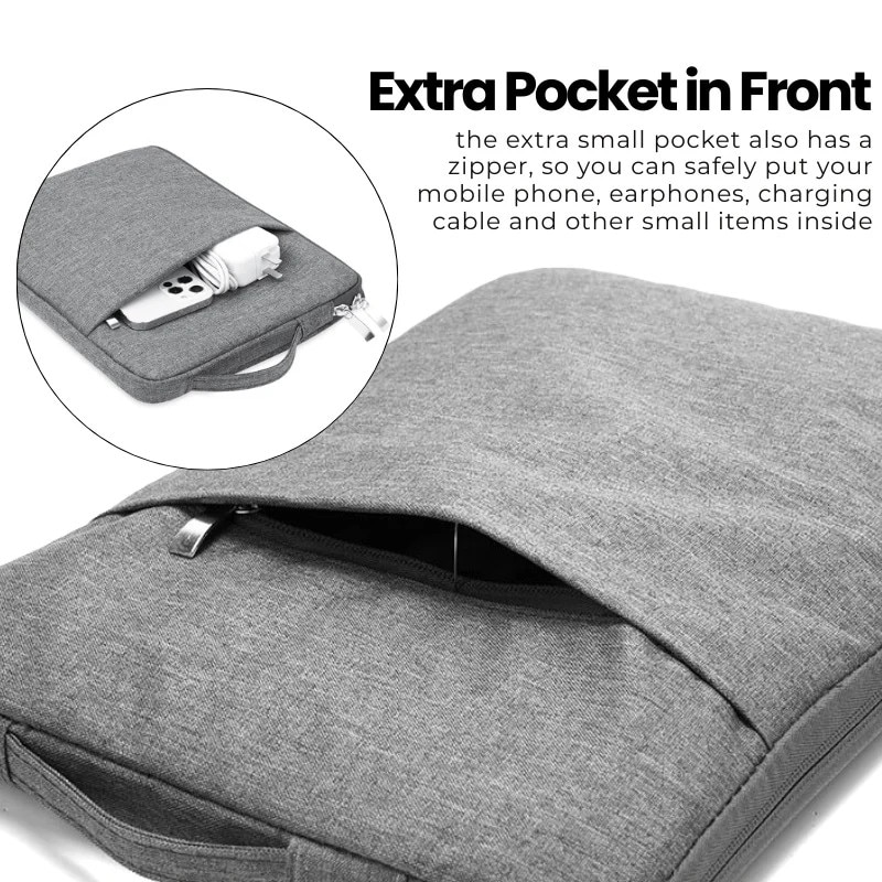 Geanta Laptop 15"-16" iUni, Material Textil Impermeabil, Anti-zgarieturi, Anti-socuri, Buzunar extern, Gri