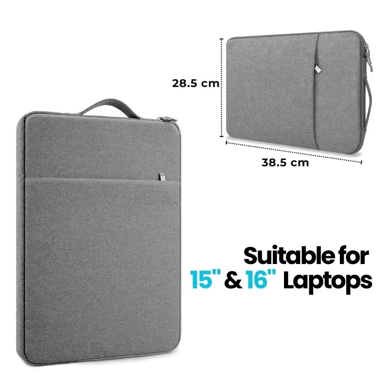 Geanta Laptop 15"-16" iUni, Material Textil Impermeabil, Anti-zgarieturi, Anti-socuri, Buzunar extern, Gri