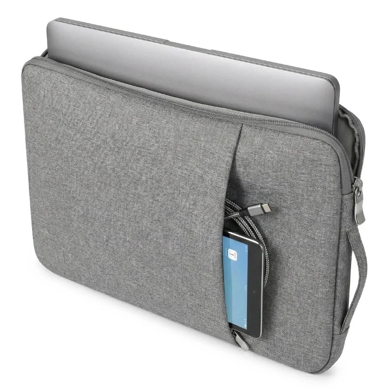 Geanta Laptop 15"-16" iUni, Material Textil Impermeabil, Anti-zgarieturi, Anti-socuri, Buzunar extern, Gri