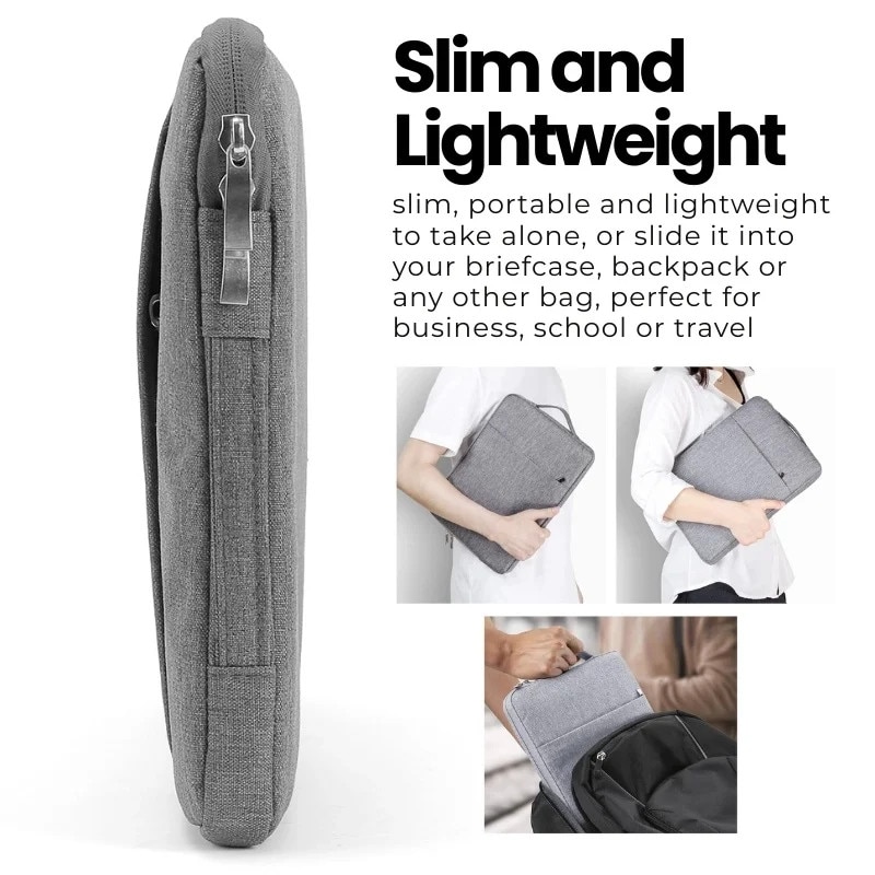 Geanta Laptop 15"-16" iUni, Material Textil Impermeabil, Anti-zgarieturi, Anti-socuri, Buzunar extern, Gri