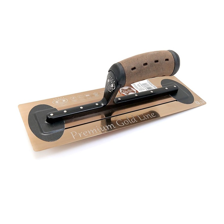 Inox glettvas, erősített, Prémium Arany, Super Flex, 40.6x10 cm x 0.3 mm, Alcantara bőr nyél, Olejnik