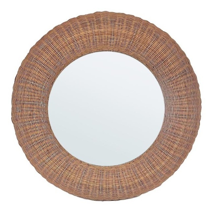 Fali tükör természetes rattan keretben Irele Ø80x9h