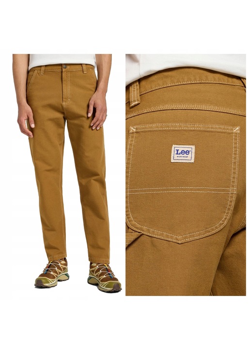 Мъжки панталони, Lee, Carpenter, Дълги, Права кройка, Средна талия, 5 джоба, Цип, Памук, Кафяви, Кашу кафяво