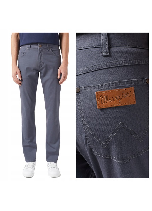 Pantaloni Barbati, Wrangler, Greensboro, Lungi, Straight Fit, Talie Inalta, 5 Buzunare, Fermoar, Bumbac, W31-L34 US, Gri