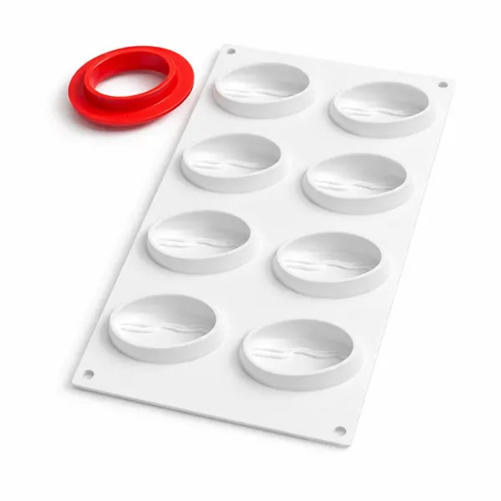 Силиконова форма и резачка за еднопорционни десерти Silikomart Caffe 110 от Тристан Русело, 8 гнезда, 110мл, 58x78 h 40 мм