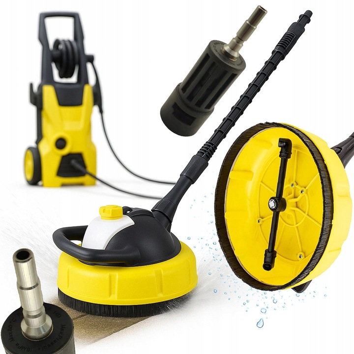 Perie rotativa T-Racer Rosfix cu dozator, set cu adaptor QC, pentru curatarea suprafetelor, compatibila cu Karcher K1-K7
