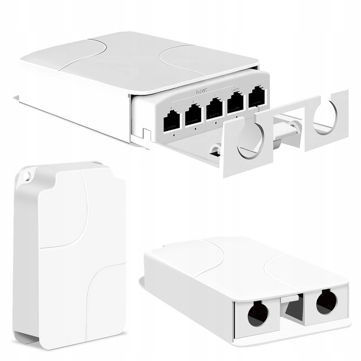Повторител PoE 5x RJ45, Rosfix, IP55, 90W, 10/100 Mbps, за IP камери и точки за достъп