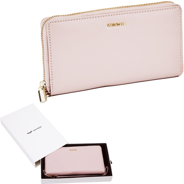 Portofel Dama Elegant Din Piele Naturala Cu Protectie Rfid Si Curea Detasabila Pentru Incheietura, Portofel Incapator Cu 9 Carduri Si Compartimente Mari Pentru Documente Si Bancnote