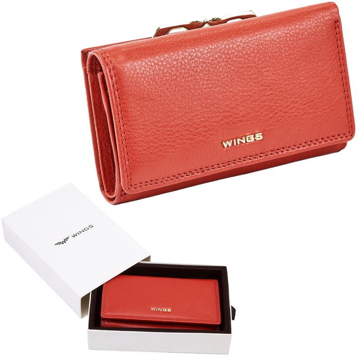 Portofel Dama Piele Naturala Cu Rfid Si Interior Incapator, Portofel Elegant Cu 13 Compartimente Carduri, Buzunar Monede Dublu Si Compartimente Mari Pentru Documente Si Bancnote