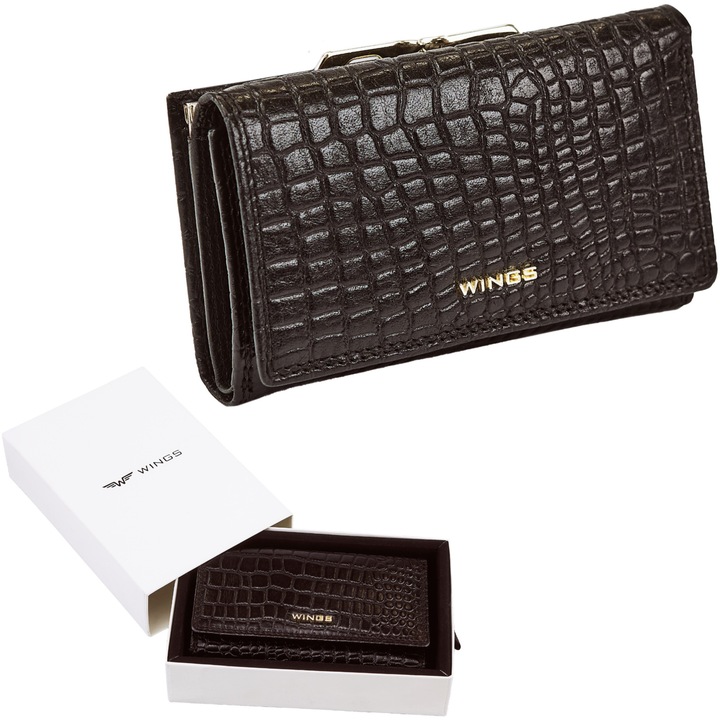 Portofel Piele Naturala Dama Cu Protectie Rfid, Portofel Mare Cu 13 Sloturi Carduri, Compartimente Documente Si Buzunar Monede Cu Capsa, Portofel Elegant Cu Organizare Practica