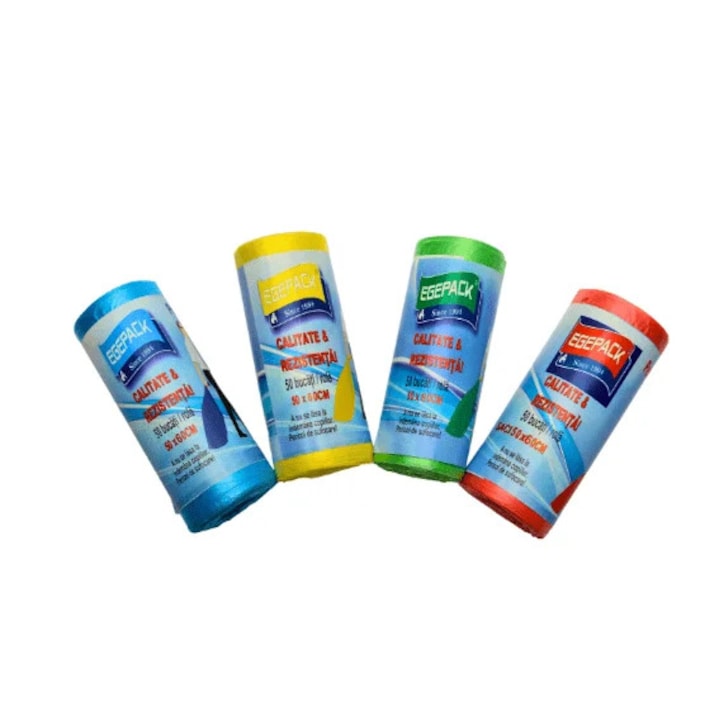EGEPACK Торби за отпадъци / за боклук 35 L, Селективни за стъкло HDPE, 50 броя на ролка Зелени