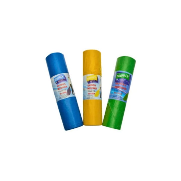 Set 3 Saci Menajeri EGEPACK / de gunoi 240 L, Selectiva pentru Hartie si Carton HDPE, 10 Bucati pe rola Albastra