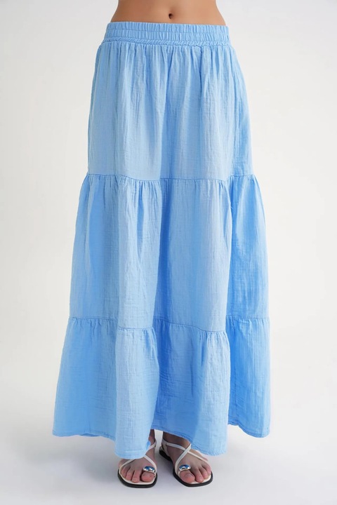 Fusta maxi, Mixray, bumbac, albastru deschis