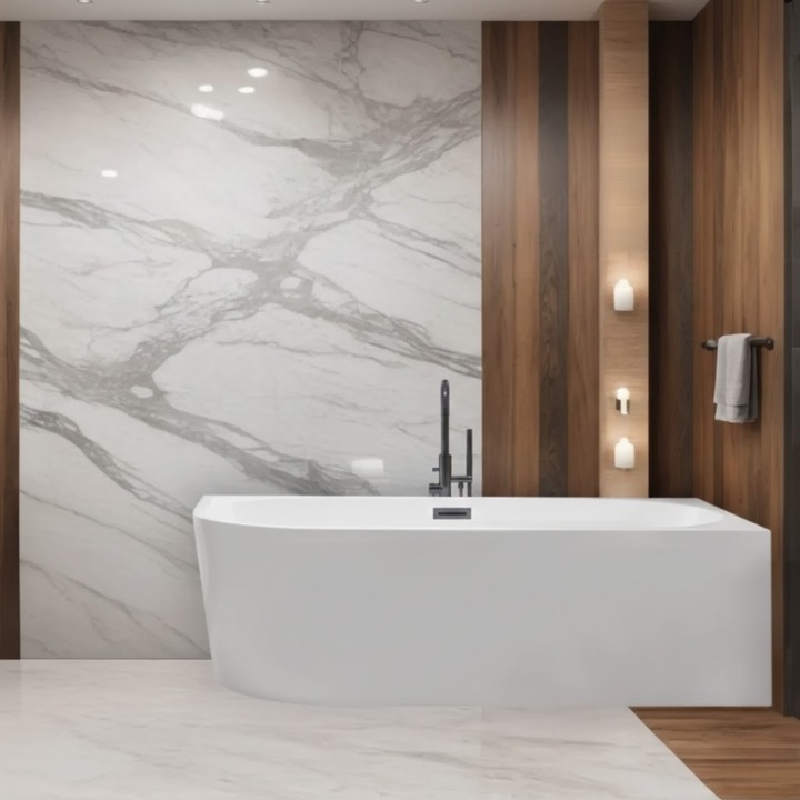 Cada freestanding colt dreapta, Balneo, AVOLA, 170x80cm, Alb, acril, cu capac sifon gun metal, Durabilitate, Finisaj premium, Spatiu generos