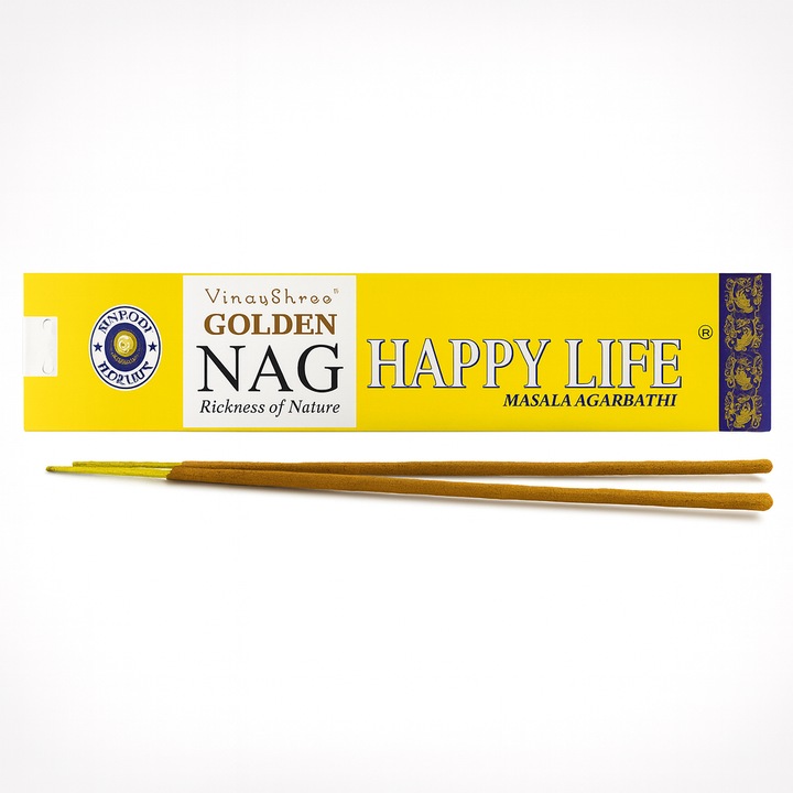 Golden Nag Happy Life Illatpálcikák – Pozitív Aromák, Vidám Energia és Jó Közérzet
