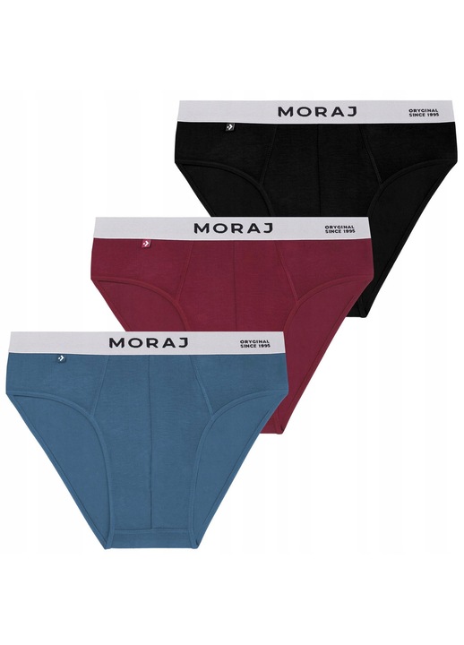 Moraj férfi alsónadrág, slip, 3 db-os szett, színes, bambusz, 3XL INTL