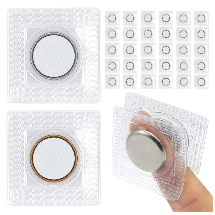 30 darab kerek mágneses zár készlet, AFKSMILE, Varrható mágneses zárak, Biztonságos záródás, Erős tartás, Rejtett design, Vasalat kiegészítők táskákhoz, pénztárcákhoz, hátizsákokhoz, varrókészlethez, PVC, Átmérő 20mm, Arany/Ezüst