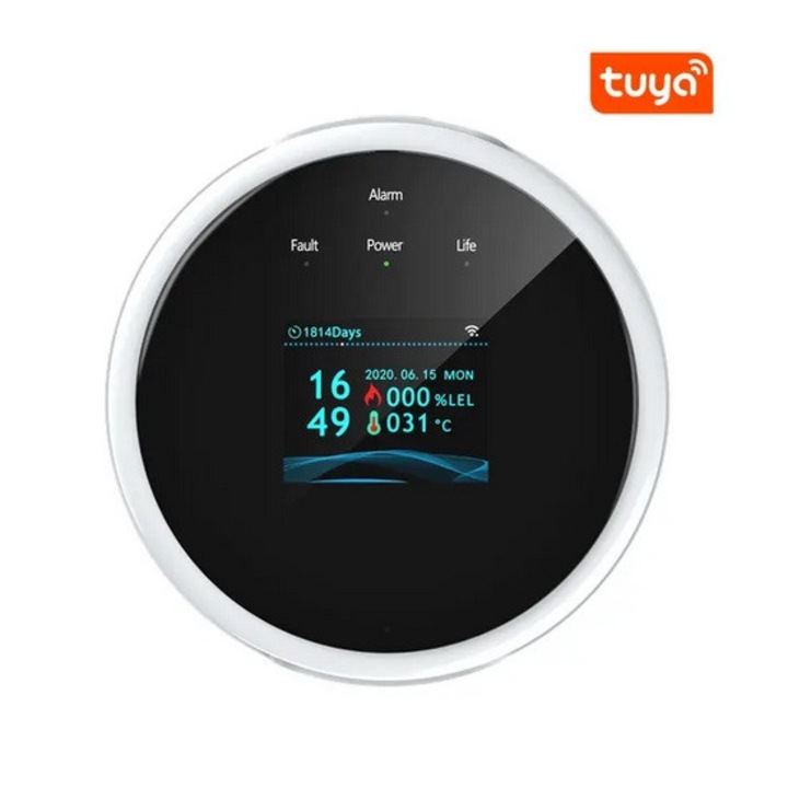 Detector Gaz WiFi Tuya Smart Pentru Gaz Natural, LPG Si Metan, Alarma Inteligenta Cu Aplicatie Mobila, Onshop