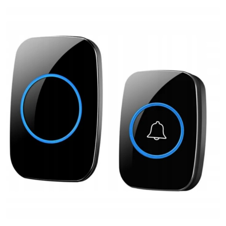 Sonerie electrica HIKEY, fara fir, waterproof, 60 melodii, iluminare LED, set complet