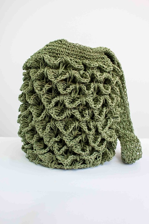 Geanta dama NeliNo, plecionata din sfoara, verde, 31x29x27cm, cu bretea lunga, stil boho