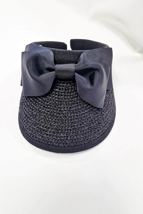 Sapca dama NeliNo, cu viziera din ratan, neagra, dimensiune universala