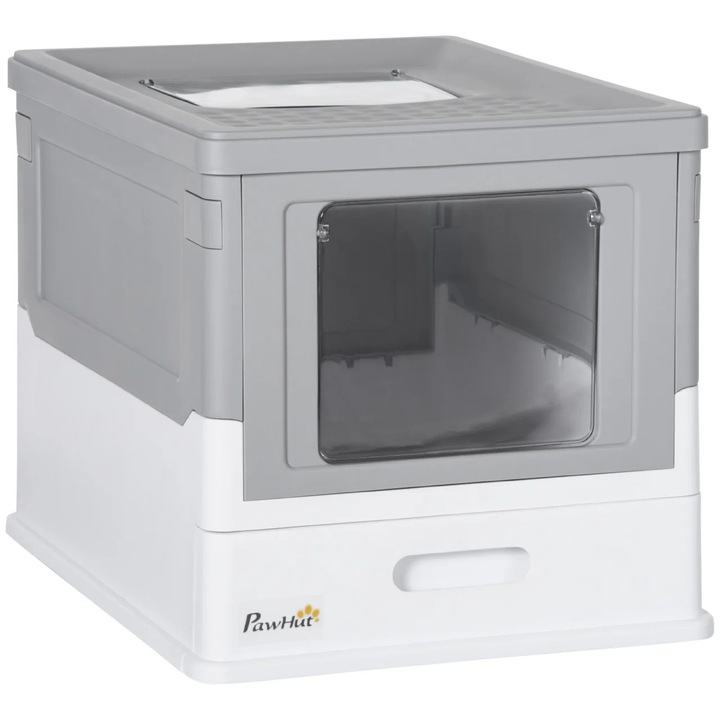 Litiera pentru pisici Re-Bloom, polipropilena, alb/gri, 47, 5 x 35, 5 x 36, 7 cm