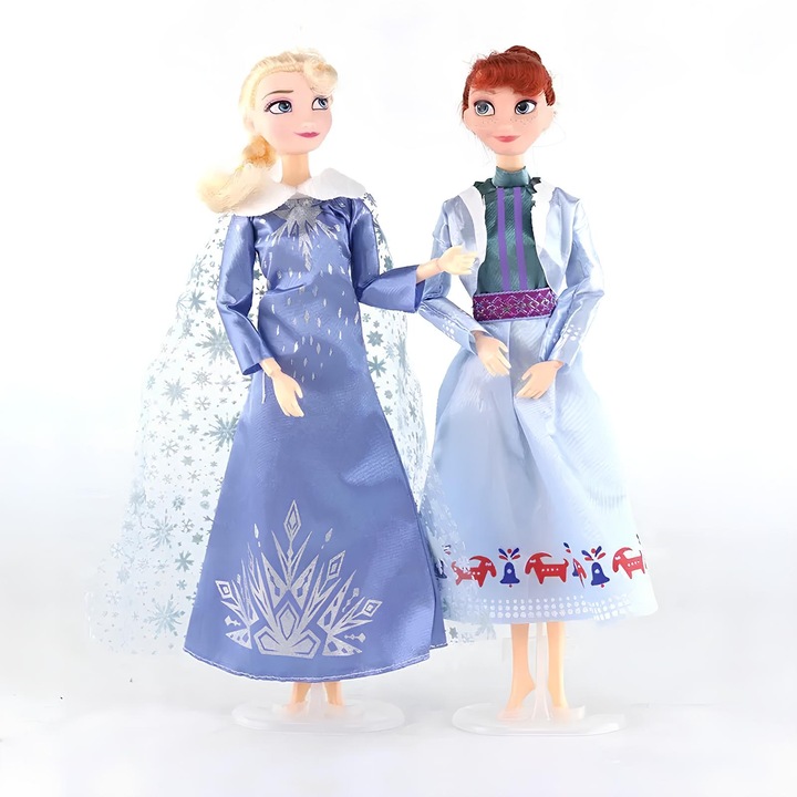 Set papusi Frozen, Elsa, Anna, figurina Olaf, 30 cm, material plastic