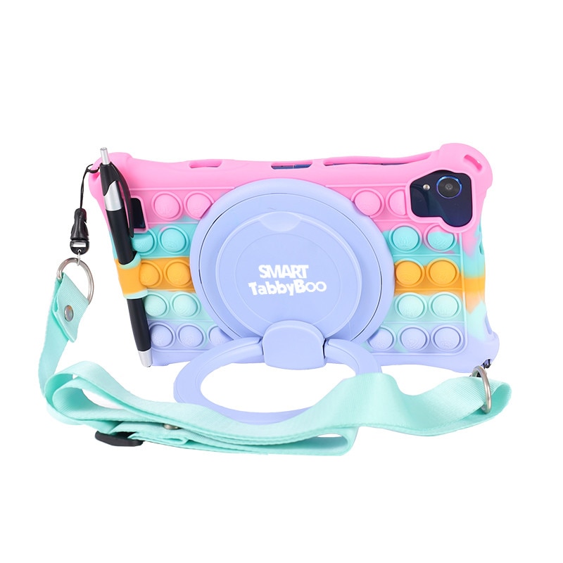 Tableta copii Popit, roz mixt, 8 inch, SIM card si Wi-Fi, 128GB, 8GB RAM, 1000 jocuri si activitati educative pentru copii, cartela SIM cadou, Android 12, OctaCore, ecranIPS
