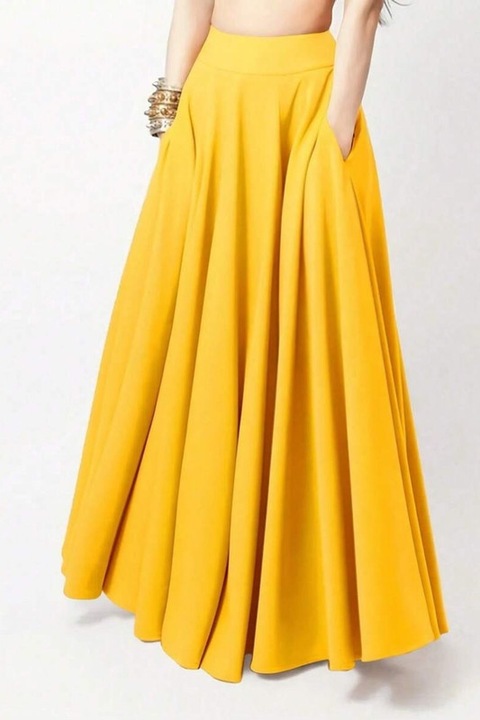 Fusta Dama, Maxi, Casual, Cu Buzunare Laterale, Galben
