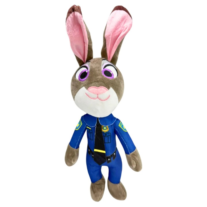 Jucarie de Plus Iepuras Politist, 35 cm, Plus Iepure cu Uniforma, Jucarie Copii