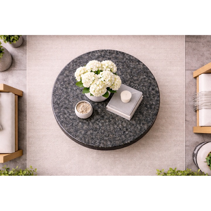 Blat pentru masa din granit Steel Grey 80 CM diametru 2 CM grosime