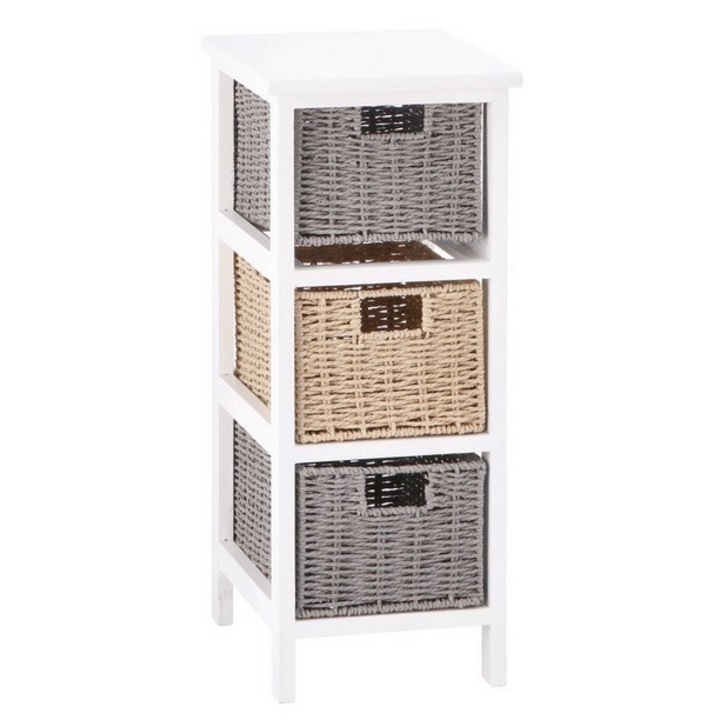 Comoda lemn, sertare rafie 26 x 32 x 63 cm