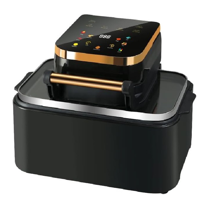 Friteuza cu Aer Cald 12 L, 2500W SUPER TRENDS®, Air Fryer cu Fereastra, Ecran Digital Tactil, 6 Programe, Temperatura 80-210°C, Negru