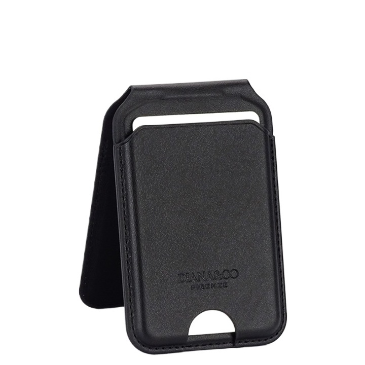 Port card negru cu blocare RFID, Suport ajustabil si Oglinda Negru