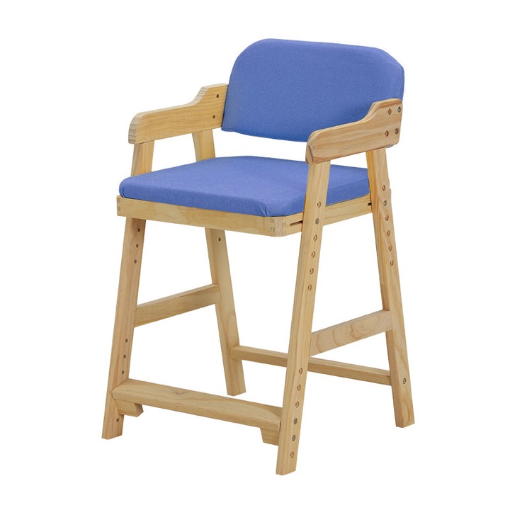 Scaun reglabil pe inaltime pentru copii, Tuktuk, lemn natural, tapiterie moale, 48x45x78cm