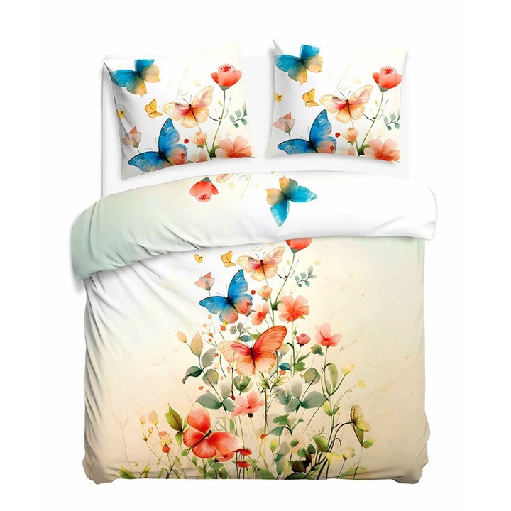 Ágyneműhuzat garnitúra, DARYMEX, 160x200cm + 2x70x80cm, szatén pamut, pillangó mintás