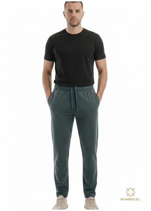 Pantaloni lungi sport, cu snur si buzunare, din bumbac, pentru barbati, XL