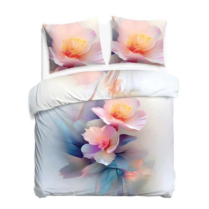 DARYMEX ágyneműhuzat garnitúra, 160x200cm + 2x70x80cm, szatén pamut, virágmintás, cipzáras