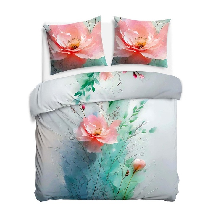 DARYMEX ágyneműhuzat garnitúra, 160x200cm + 2x70x80cm, szatén pamut, virágmintás, 100% pamut