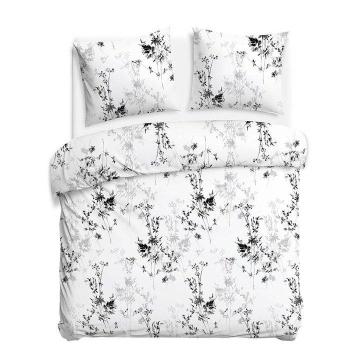 DARYMEX Satynlove ágyneműhuzat 180x200cm + 2x70x80cm, 100% pamut, fekete virágmintás