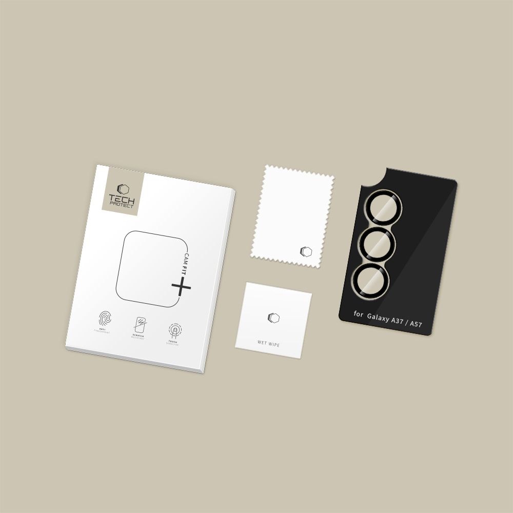 Protectie camera Tech-Protect Camring Fit+, aluminiu si sticla calita, negru, pentru Samsung Galaxy A57 5G