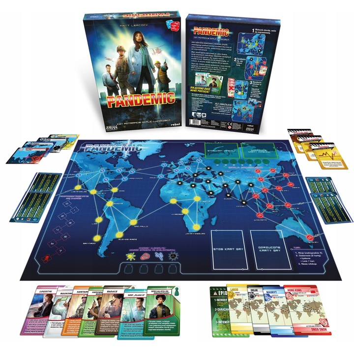 Pandemic társasjáték, 2-4 játékos, 60 perc, 14+, komplett készlet